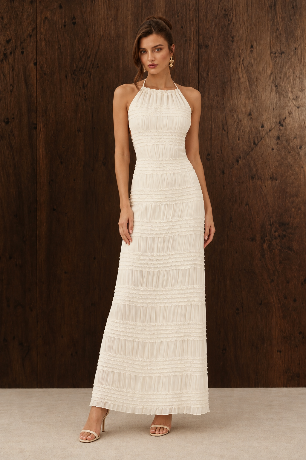 Elodiane Μακρύ Φόρεμα με Ανοιχτή Πλάτη | Γυναικεία Φορέματα - Dresses | Elodiane Textured Halter Maxi Dress with Open Back