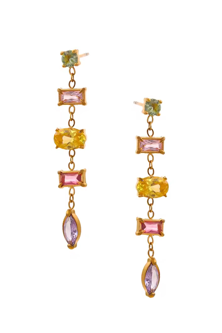 Cyrise Μακριά Σκουλαρίκια με Πολύχρωμα Κρύσταλλα | Σκουλαρίκια - Earrings | Cyrise Multicolor Crystal Drop Earrings