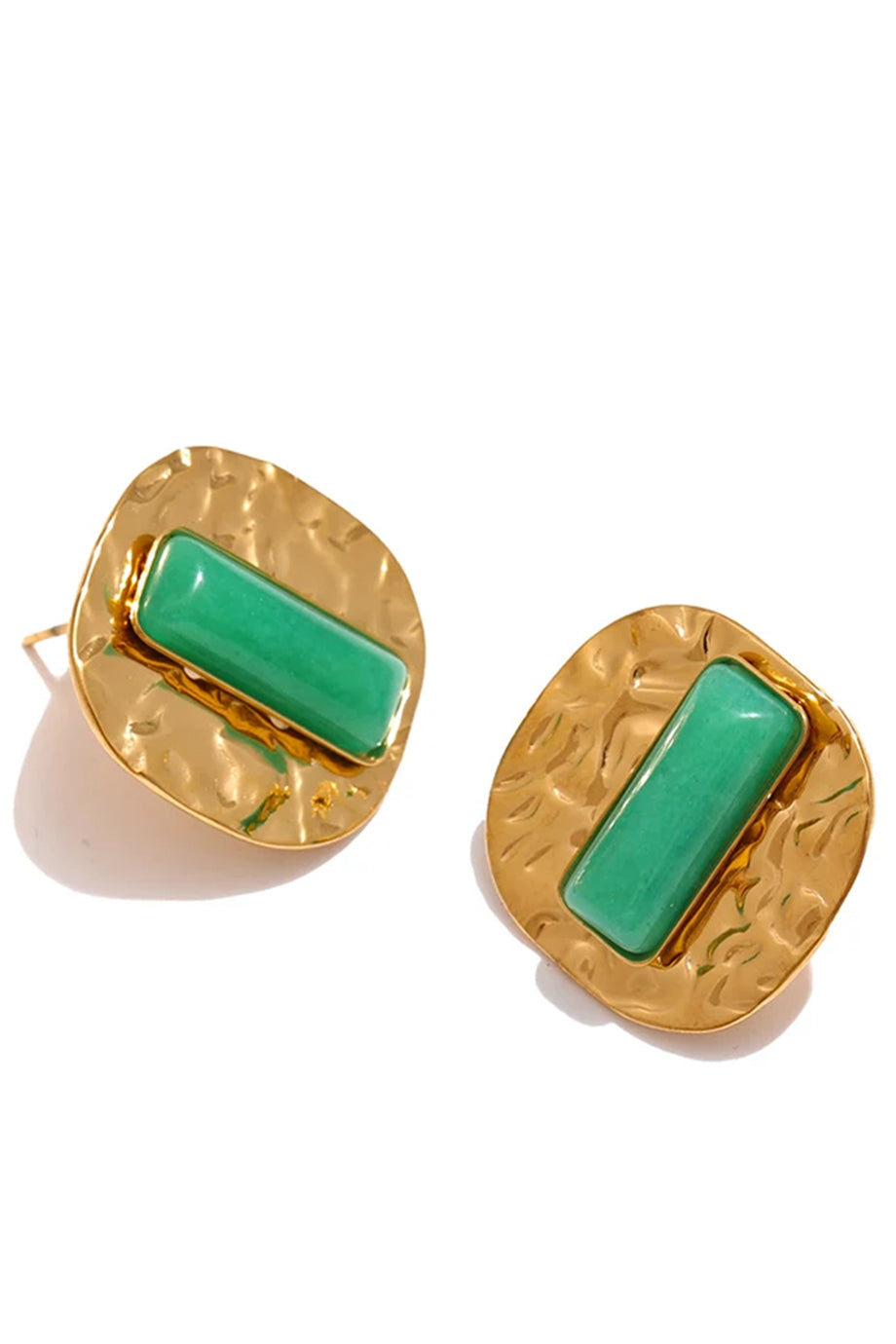 Evaris Χρυσά Σκουλαρίκια με Πράσινο Αχάτη | Σκουλαρίκια - Earrings | Evaris Green Agate Stud Earrings