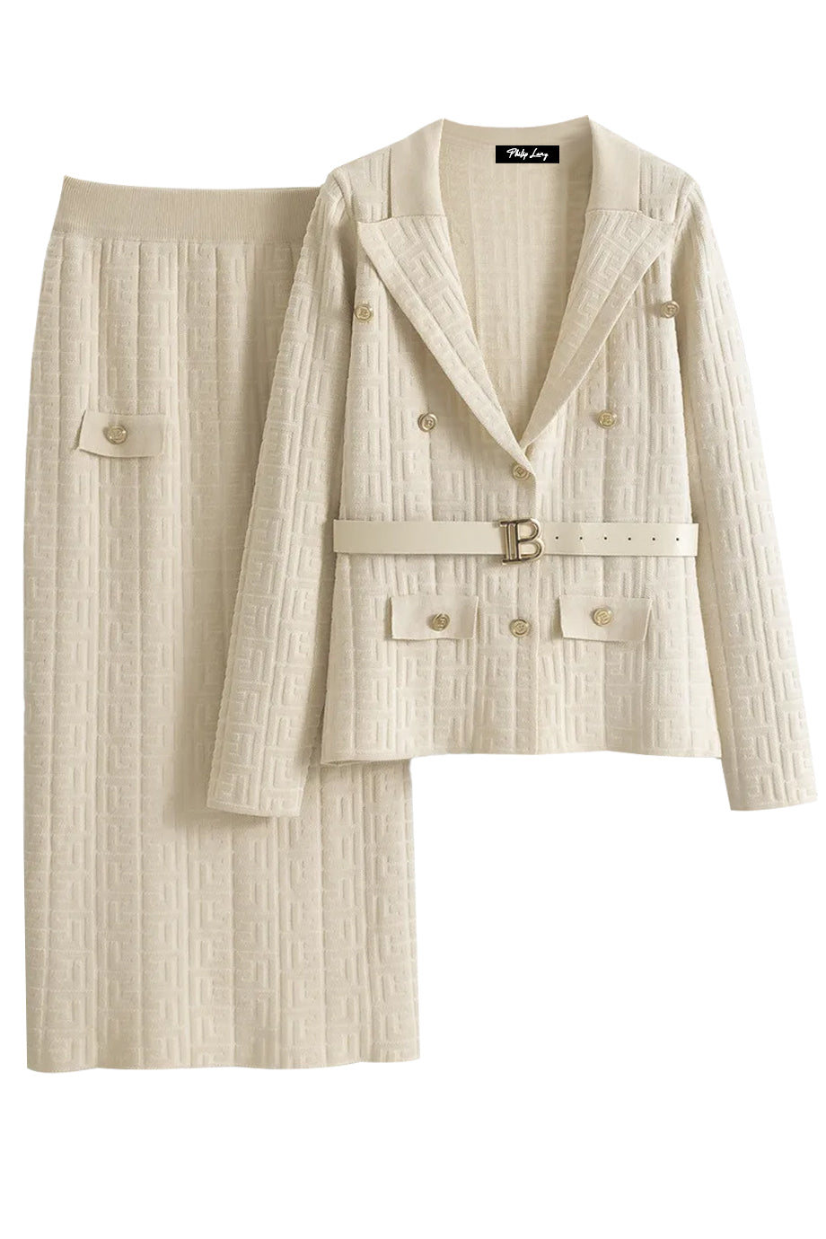 Ismerie Gebreide Set met Jas en Rok