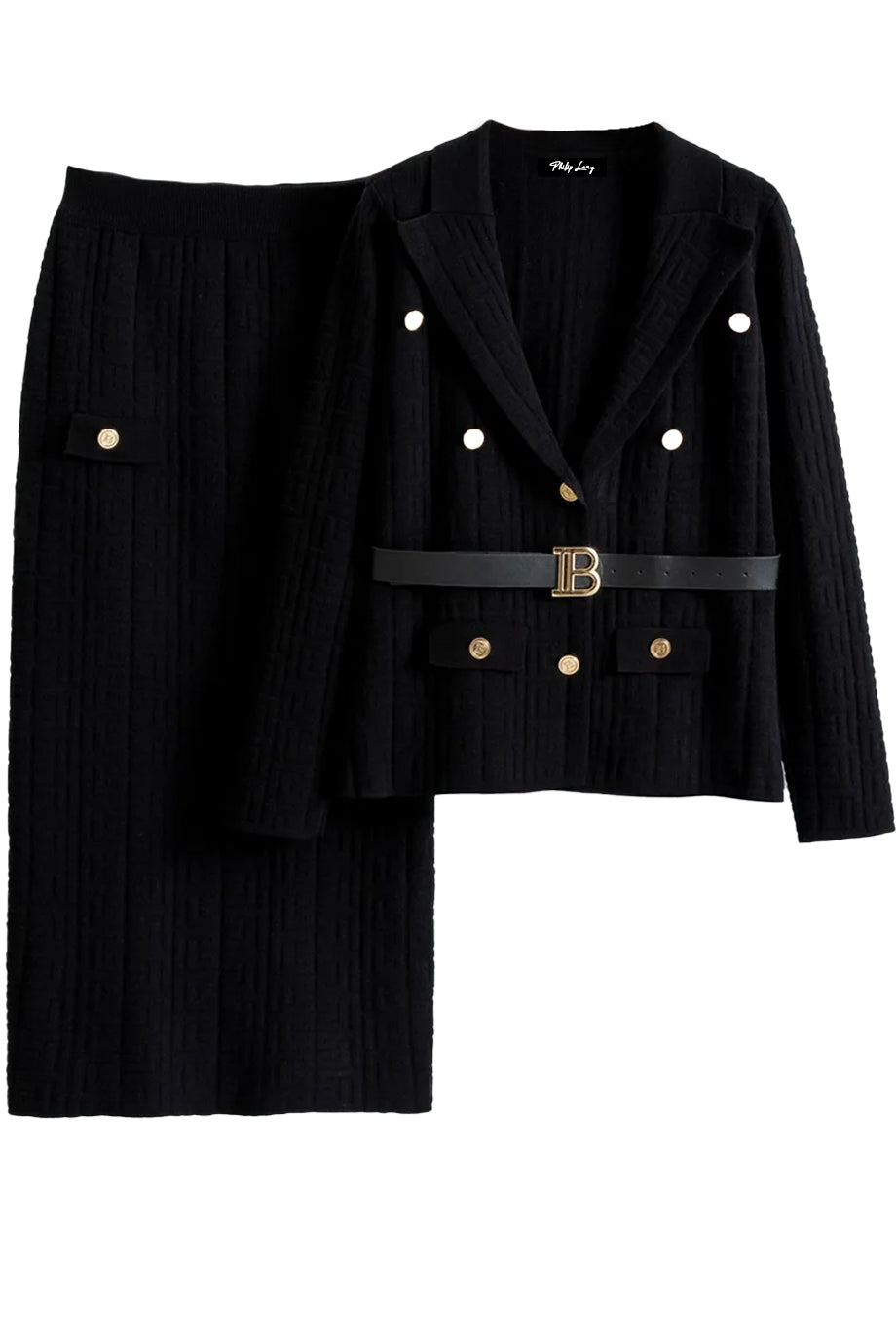 Ismerie Gebreide Set met Jas en Rok