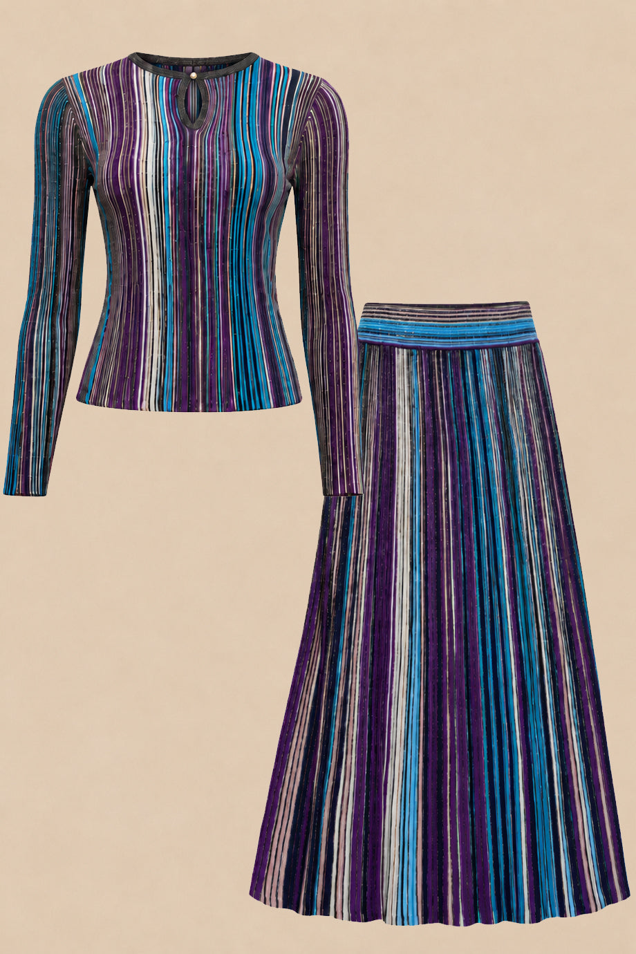 Lunessa Gebreide Set met Top en Lange Rok