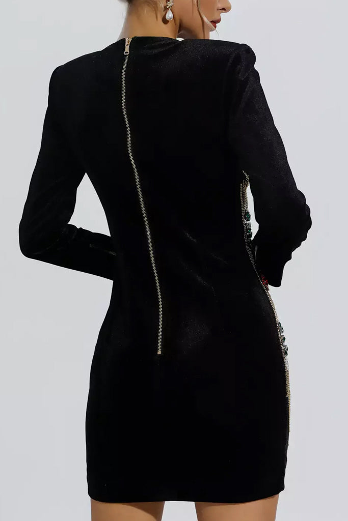 Carmilia zwarte jurk met borduursel