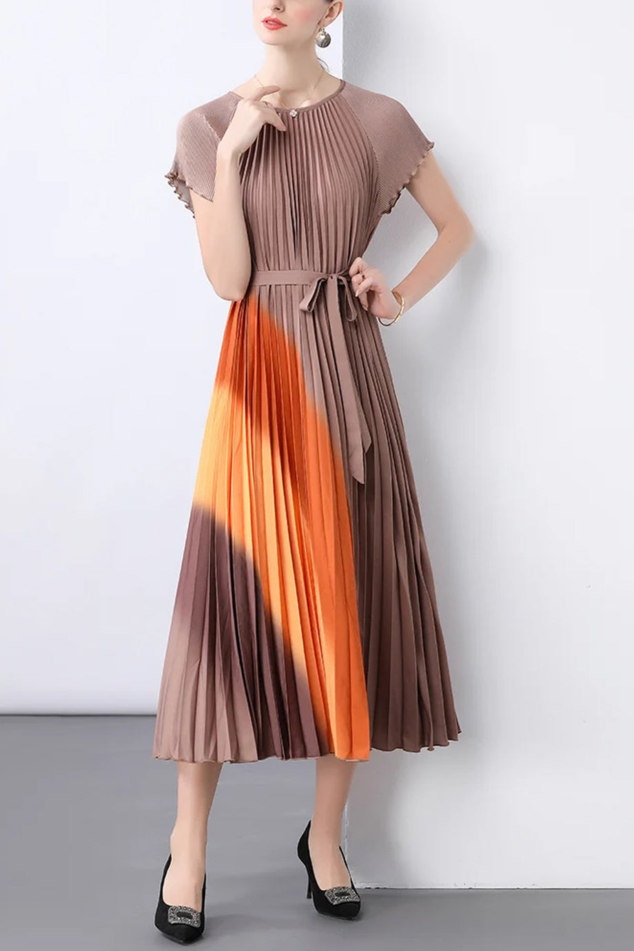 Solene Multicolor Geplisseerde Jurk