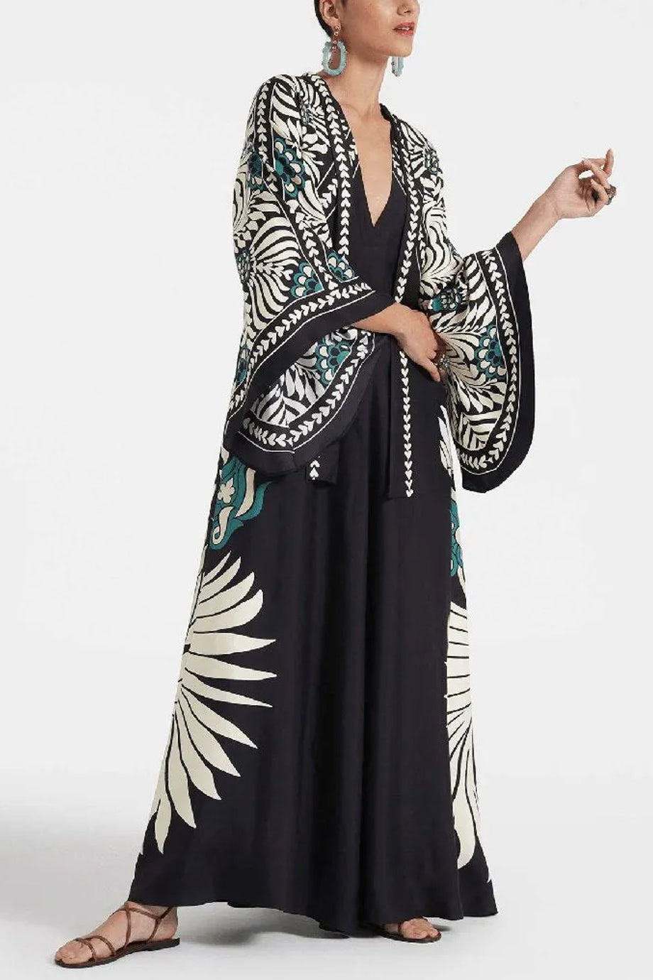 Mixtile Εμπριμέ Μάξι Φόρεμα Καφτάνι | Καφτάνια Κιμονό Ριχτά Φορέματα - Beachwear - Loungewear | Mixtile Maxi Printed Kaftan Dress