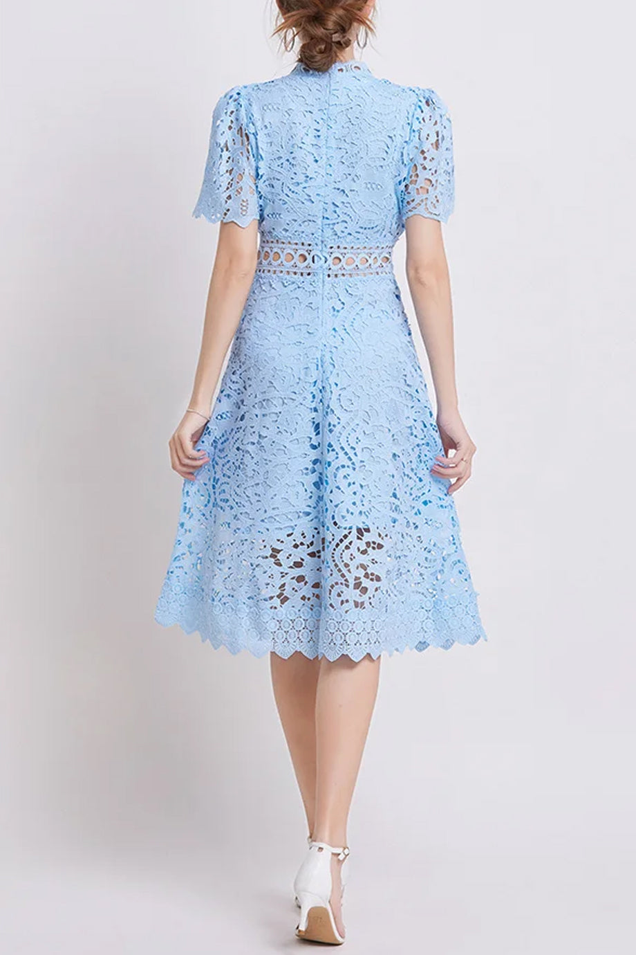 Theline Μίντι Φόρεμα από Δαντέλα με Κοντά Μανίκια | Φορέματα - Βραδινά- Evening Dresses | Theline Midi Lace Dress