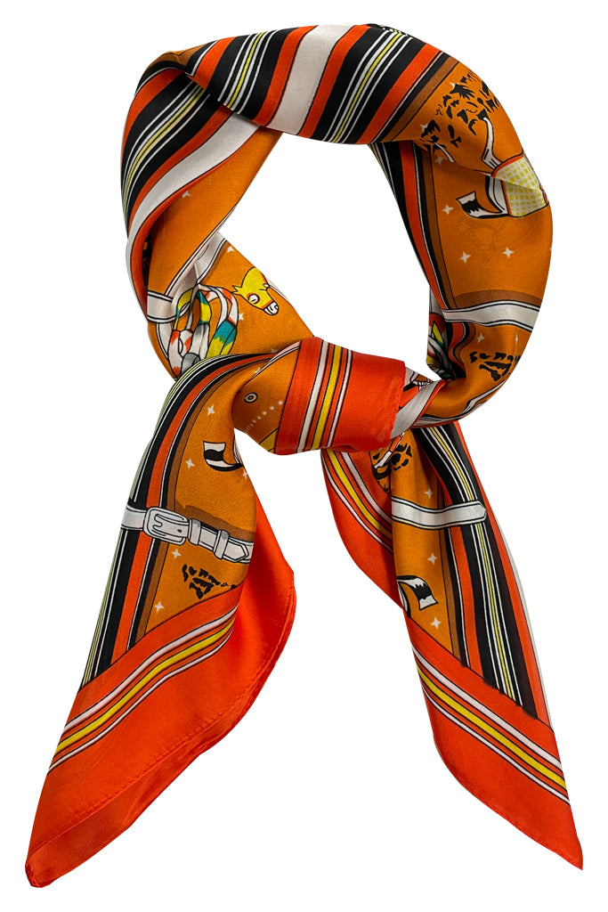 Lesata Oranje Bedrukte Sjaal met Paarden