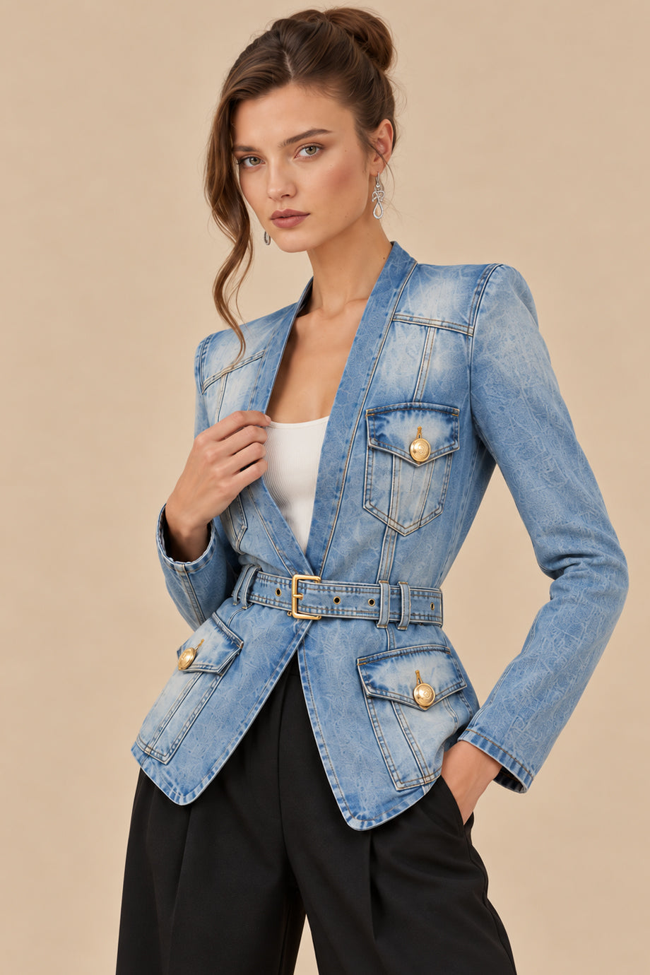 Rio Denim Τζιν Σακάκι με Ζώνη | Σακάκια - Blazers | Rio Denim Blazer with Belt