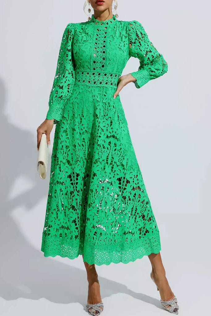 Azurina groene kanten jurk