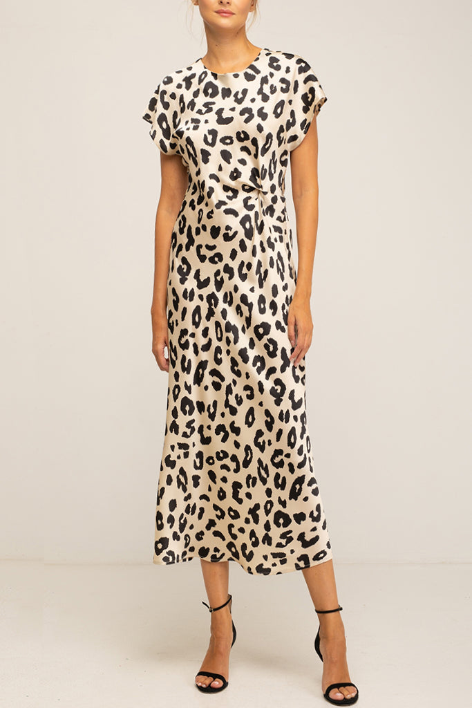 Rohini Μίντι Λεοπάρ Φόρεμα | Φορέματα - Dresses |  Rohini Animal Print Midi Draped Dress