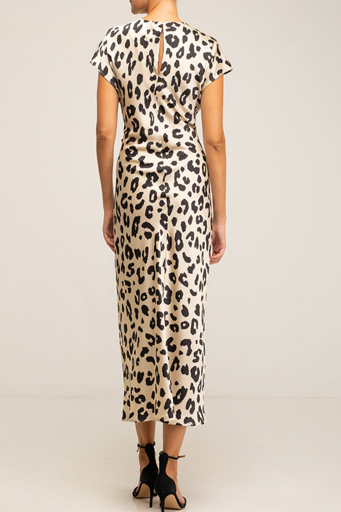 Rohini Μίντι Λεοπάρ Φόρεμα | Φορέματα - Dresses |  Rohini Animal Print Midi Draped Dress