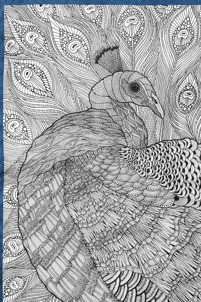 Mijnheer Charming Peacock zijden sjaal