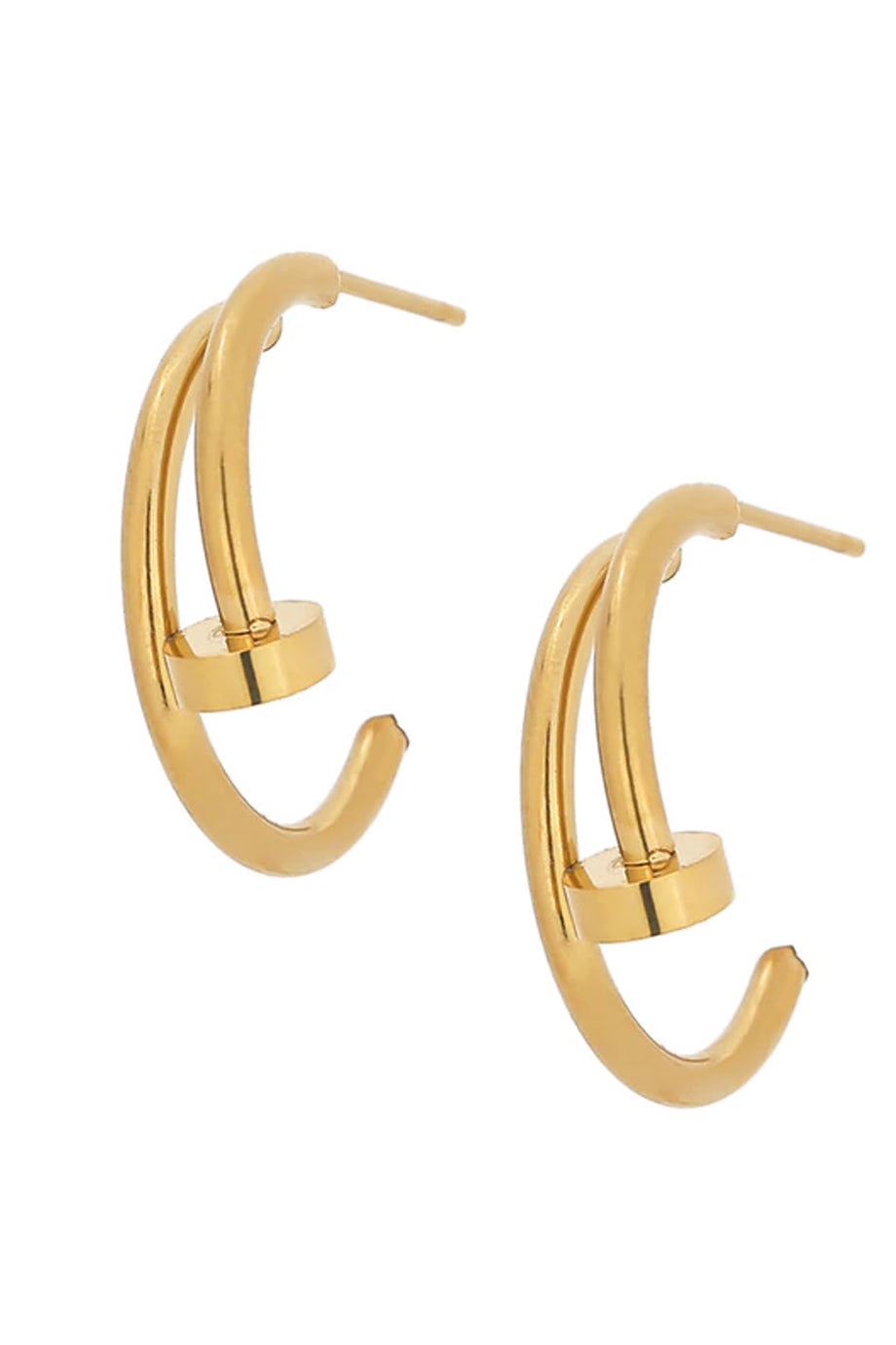 Double Up Gold Double Hoop Earrings