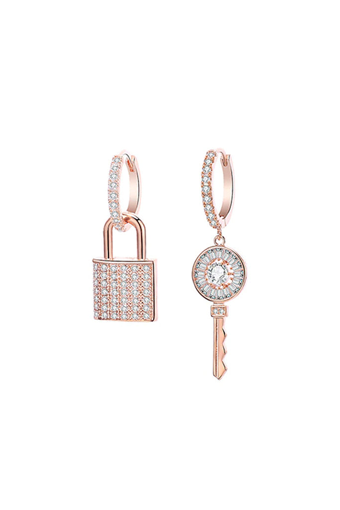 Lock &amp; Key-hoepeloorbellen in roségoud met kristallen