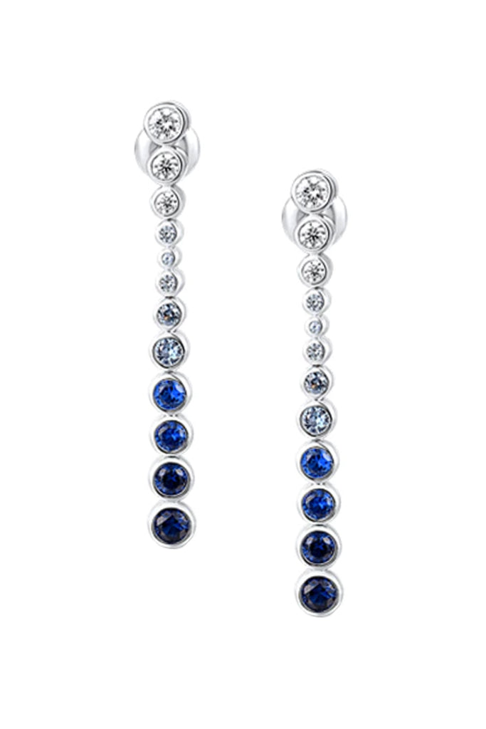 Taylor Long zilveren oorbellen met kristallen en blauwe spinel edelstenen