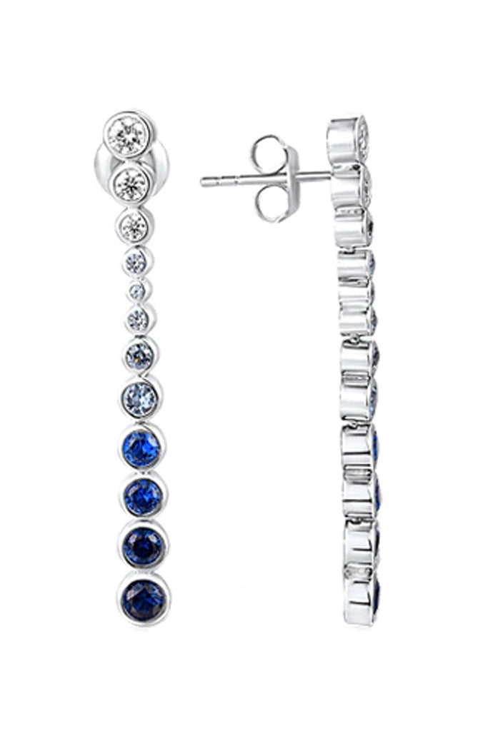 Taylor Long zilveren oorbellen met kristallen en blauwe spinel edelstenen