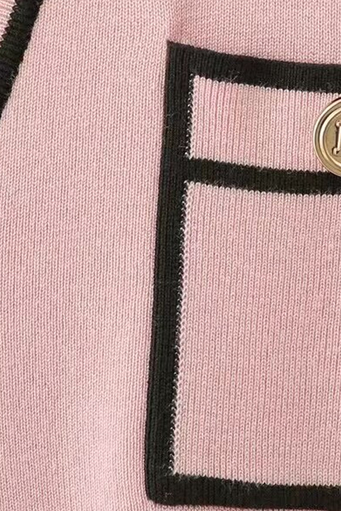 Gusta roze gebreide jas en broek set