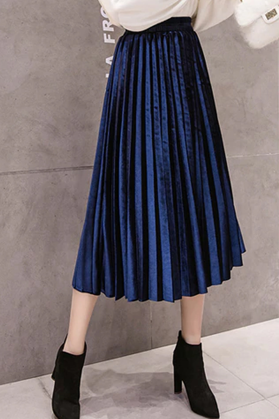 Saia Blue Pleated Midi Skirt