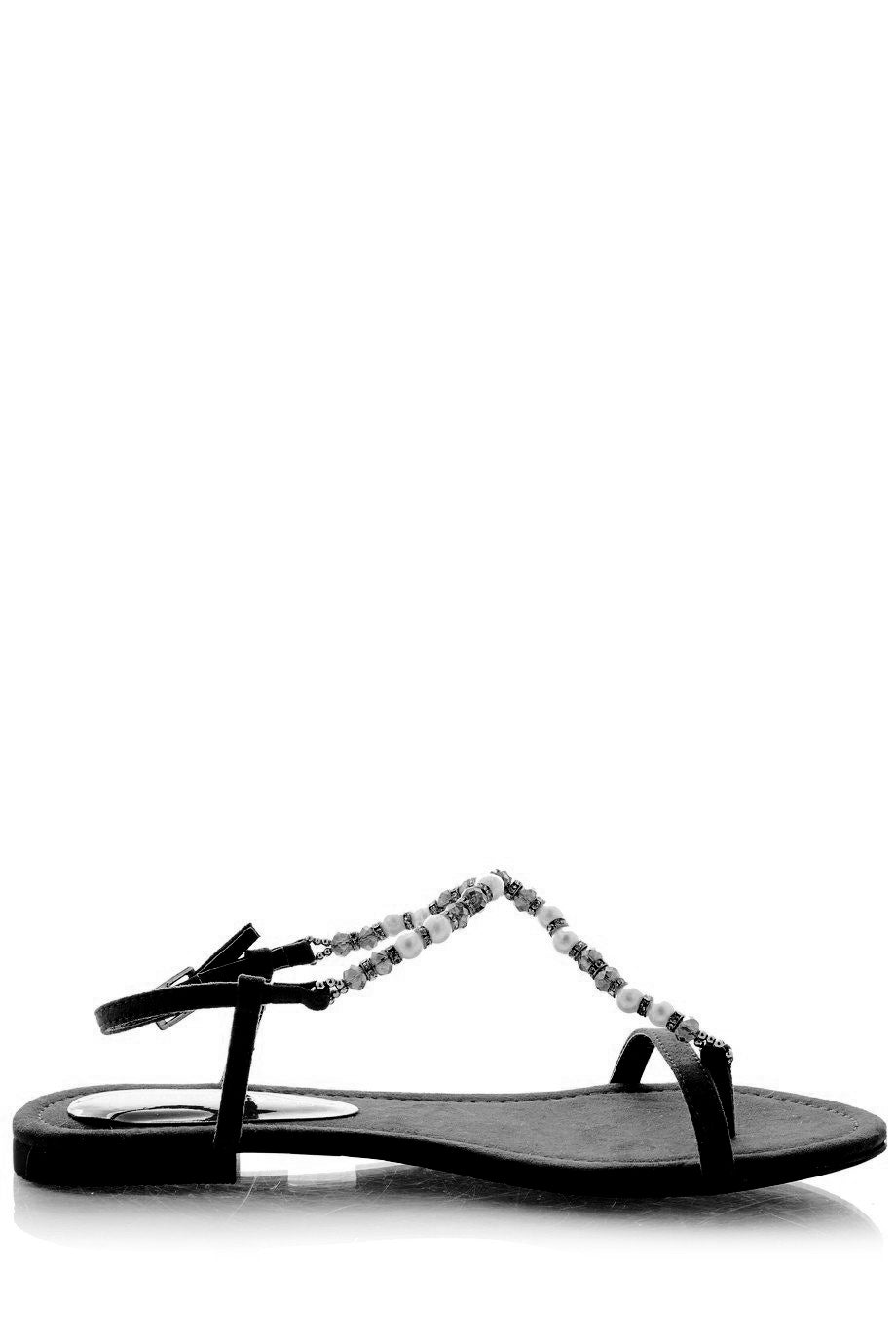 Elatia zwarte sandalen met parels en kristallen