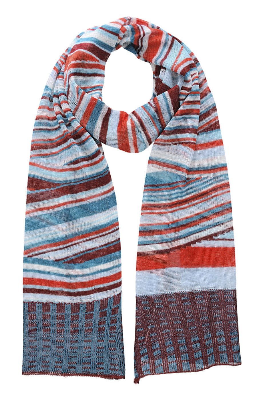 EDITH rood blauw gestreepte sjaal